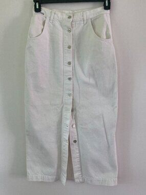 White Denim Button Up Skirt